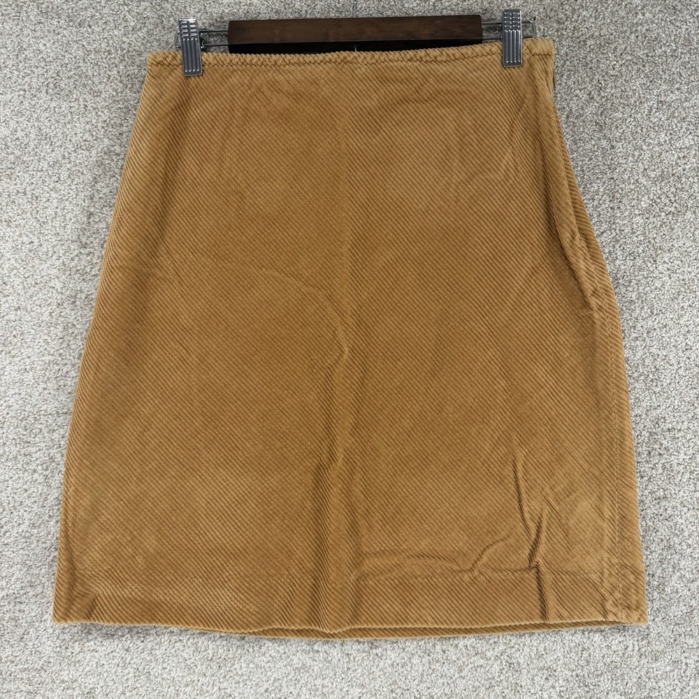 St Johns Bay Olive Yellow Corduroy Skirt 10 A-Line Knee Length Boho Western VTG